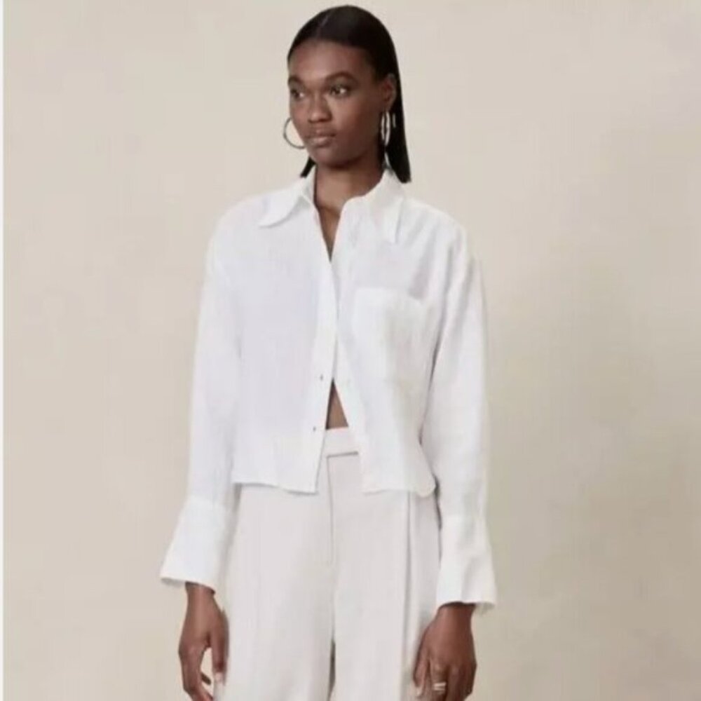 Banana Republic 100% European Flax linen boxy crop top. NWOT Retail $85 small